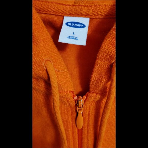 🌿 Large Orange Textured Old Navy Zip-Up Jacket - Picture 5 of 11